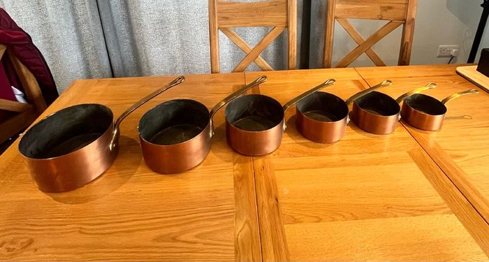 Vintage French Set of Copper Pots