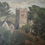 Vintage Oil Painting - Talland Church, Near Looe, Cornwall (c. 1950s) Image 2