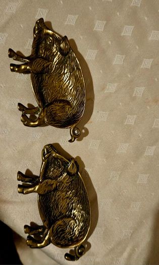Brass Pig Trinket Dishes (Pair) -