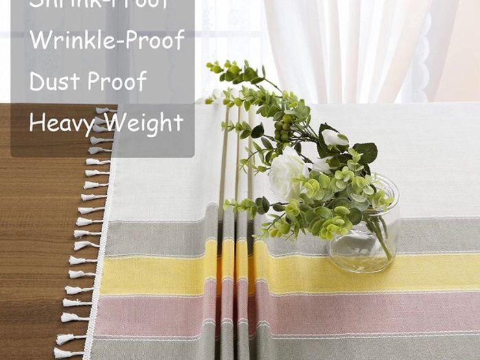 Washable Stitching Tassel Table Cloth Cotton Linen Tablecloth Rectangular Dust-Proof Table Cover (MULTIPLE SIZES, SEE DESCRIPTION"