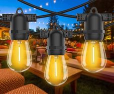 MASSIVE SALE Festoon Lights Outdoor Mains Powered, S14 100FT Led Outdoor String Lights, Warm White 2700K, Waterproof IP65, Great Garden Terrace Patio Outside Lights