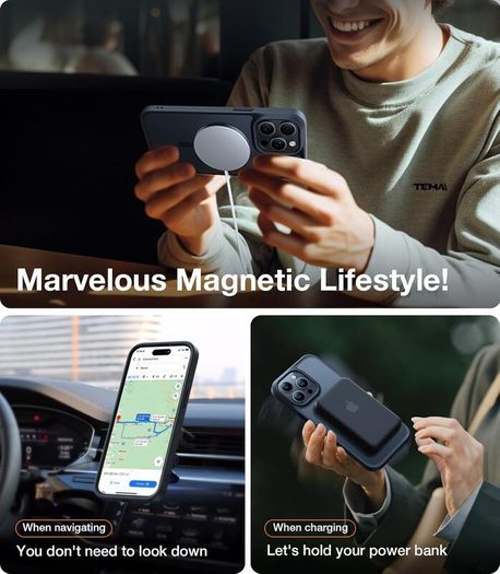 TORRAS for iPhone 15 Pro Max Case with MagSafe, 12FT Military Shockproof, 20W Safe & Fast Charging, Titanium Action Button, Slim Thin Velvety Touch, Magnetic Protective iPhone 15 Pro Max Cover, Black - Boxed!
