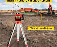 360 Rotary Laser Level Self-Leveling 500m Vertical Horizontal Scanning Professional Powerful Measurement Construction Tool kit with tripod and staff