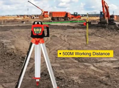 360 Rotary Laser Level Self-Leveling 500m Vertical Horizontal Scanning Professional Powerful Measurement Construction Tool kit with tripod and staff