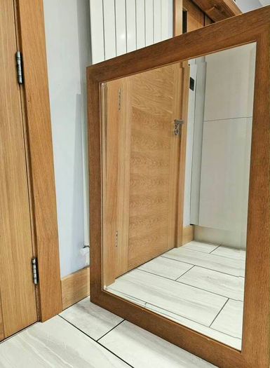 Wood framed mirror Maple / light oak effect