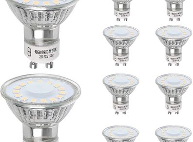 Led Bulbs, Pack of 10, 50 W Halogen Bulb Equivalent, 4W 350lm, Warm White Lighting 2700K, 120 Degree Angled Beam, Saving on Bills (FREE POSTAGE)
