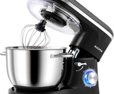 Stand Mixer with 6 Speed Settings, 5 L, Includes Whisk, Dough Hook, Beater, Removable Splash Guard, 1200 W, Perfect for Cakes & Bread, Stainless Steel (FREE POSTAGE)