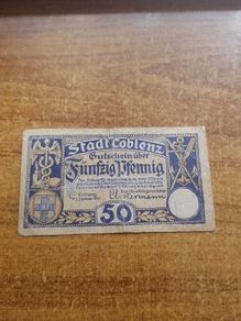 WW1 1919 German Stadt Coblenz Banknote