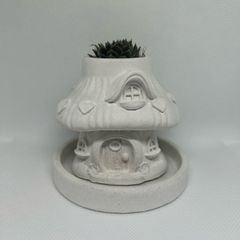Handmade Concrete Mushroom House Planter - Decorative Piece