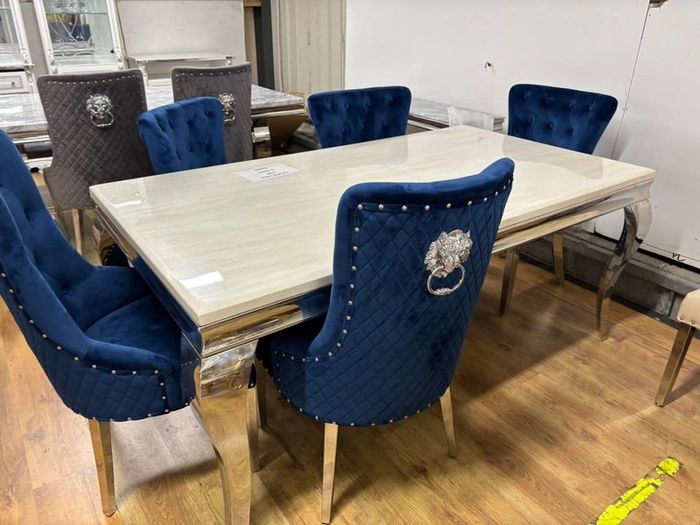 Marble Kitchen Dining Table With 6 Chairs