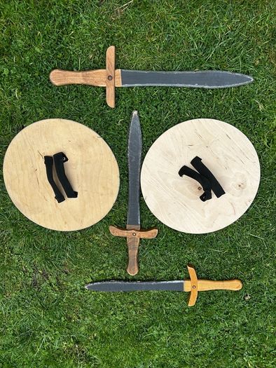 Handcrafted wooden swords & shields