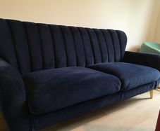 Sofa Navy Blue Velvet 3-Seater