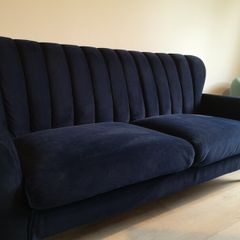 Sofa Navy Blue Velvet 3-Seater