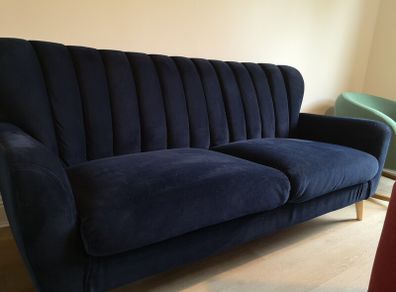 Sofa Navy Blue Velvet 3-Seater