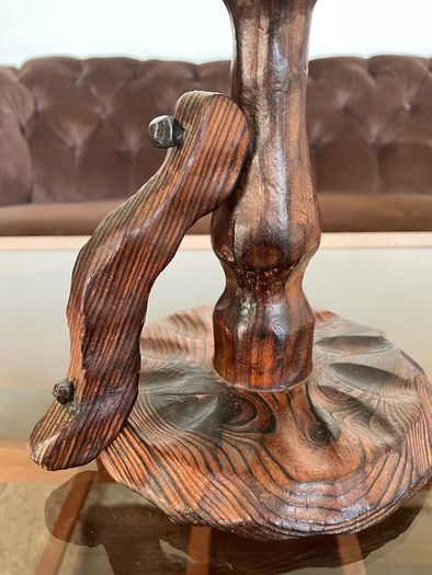 Primitive Candle Stick Antique Style Wood with Iron Tacks
