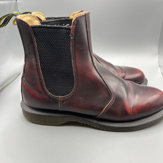 Women's DR MARTENS Flora Genuine Leather Chelsea Ankle Boots UK 5 EU 38 Cherry