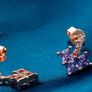 Rose Gold Plated Purple CZ Drop Earrings Image 2