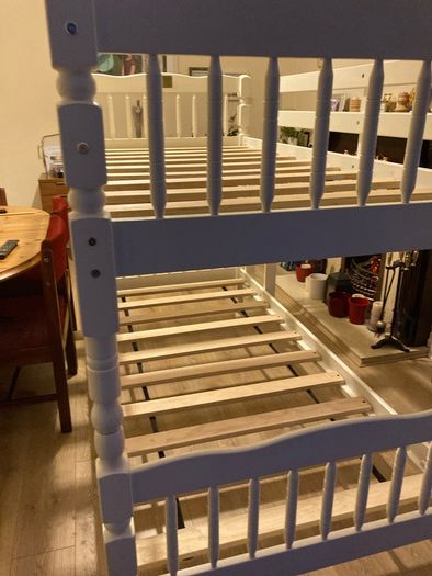 A beautiful White Bunk Bed. No Mattresses.