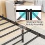 King Size Bed Frame Wood Headboard,Metal Image 4