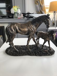 Vintage Crosa mare and foal figurine