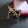 Minimalist Silver Tone Bull Brooch Modernist Abstract Cow Pin  Hand-Hammered Finish Unique Farm Animal Jewelry Image 4