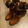 Women's Brown Leather Ankle Boots with Faux Fur Cuff Image 2