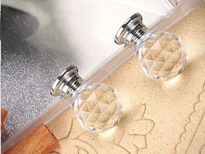 10 X Probrico 20mm Round Glass Kitchen Cabinet Knob Clear Diamond Furniture Drawer Handle Crystal Cupboard Pull with Screws (MULTIPLE AMOUNTS AVAILABLE, SEE DESCRIPTION)