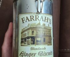 Vintage Farrahs of Harrogate Ginger Biscuit Clamp Lid Storage Tin