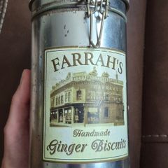 Vintage Farrahs of Harrogate Ginger Biscuit Clamp Lid Storage Tin