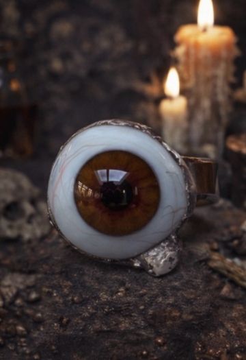 Handcrafted Ex Medical Prosthetic Glass Eye Ring size 7