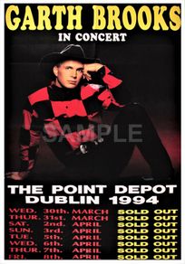 Garth Brooks Point Depot Dublin 1994 Concert Poster Reproduction