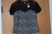 Primark  Black  Animal  Print  Top.  S.. 12.    B.N.W.T.