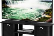 ECON TV Stand, Entertainment Center, TV Console for TV up to 46 Inch with Storage Bins, for Living Room, Bedroom, Black