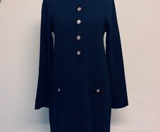 Zara Navy Knit Dress with Pockets Detail and Gold Buttons. Size S