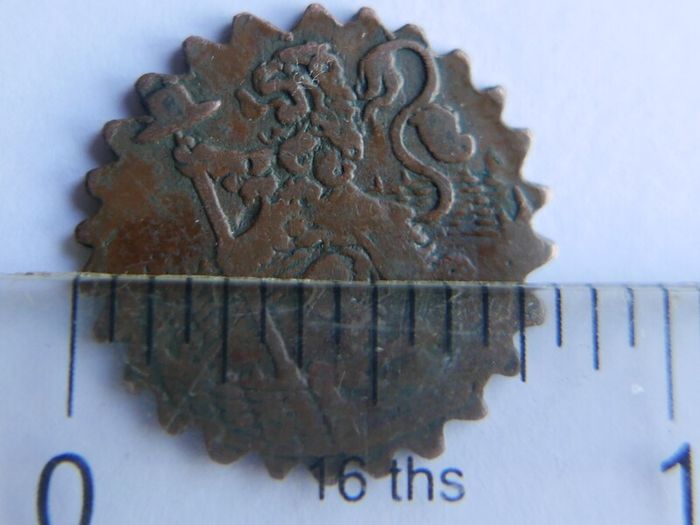 Rare 1680 Netherlands Holland VOC 1 Duit Singing Lion Copper Coin
