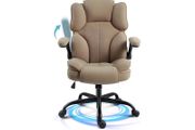 Office Chair,Fabric Desk Chair with 90 Flip up Armrest for Home or Office,Ergonomic Durable with Adjustable Height(Beige)