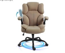 Office Chair,Fabric Desk Chair with 90 Flip up Armrest for Home or Office,Ergonomic Durable with Adjustable Height(Beige)