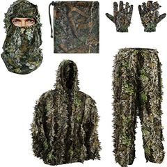 5PCS Ghillie Suit 3D Leaf Camouflage Uniform Gilly Suit