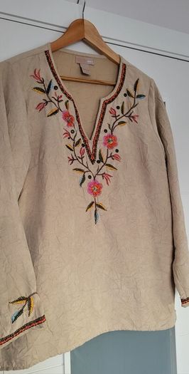 Wear-It Boho Faux Suede Floral Top Sz 2 (Fit 12-14 UK) - Bnwot