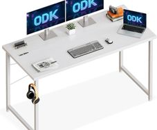 120x48 cm Desk, Small Computer Desk for Home Office, Study Office Table with Headphone Hooks for Small Space, Easy Assembly, White