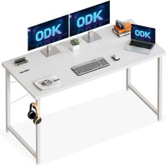 120x48 cm Desk, Small Computer Desk for Home Office, Study Office Table with Headphone Hooks for Small Space, Easy Assembly, White