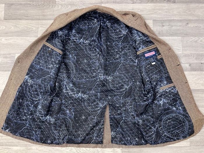 Vinegar Vines Wool Blend Herringbone Blazer Jacket Mens Medium