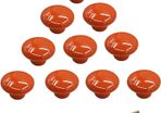 10Pcs Round Colorful Ceramic Cabinet Knobs Single Hole Pull Handle for Drawer,Cupboard,Dresser,Door Orange (FREE POSTAGE)