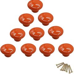 10Pcs Round Colorful Ceramic Cabinet Knobs Single Hole Pull Handle for Drawer,Cupboard,Dresser,Door Orange (FREE POSTAGE)