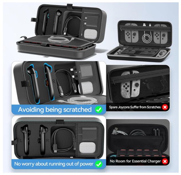 OIVO Switch 2 Carrying Case Compatible with Nintendo 2 2025, Large Switch 2 Travel Bag Fit for Joycon & Adapter