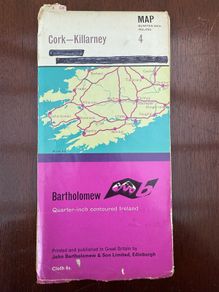 Vintage Bartholomew's map of Cork - Killarney , very good condition