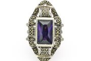 1930s Art Deco Silver Marcasite Cocktail Ring