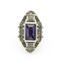 1930s Art Deco Silver Marcasite Cocktail Ring
