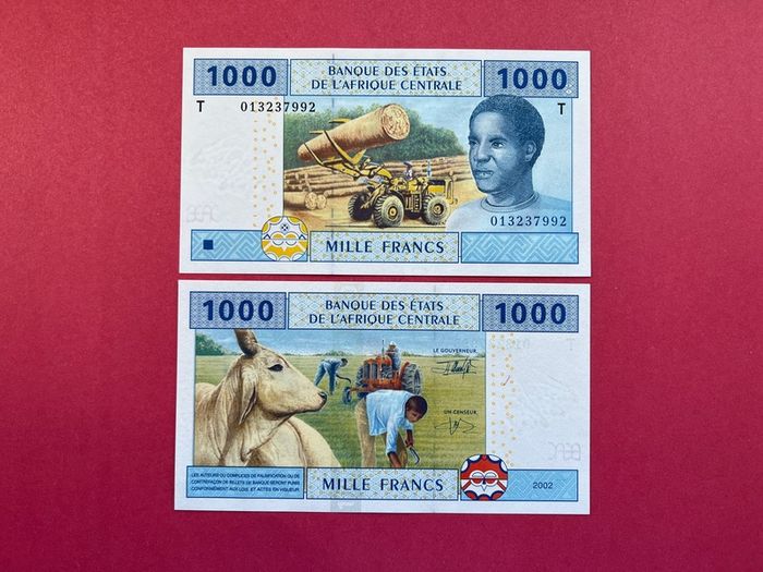 Central African States. 1000 Francs. 2002  Pick  207a  ( T ) Congo.  ( Uncirculated )