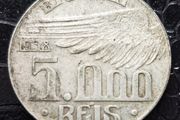 1938 Brazil  5000 Reis Santos Dumont Silver coin